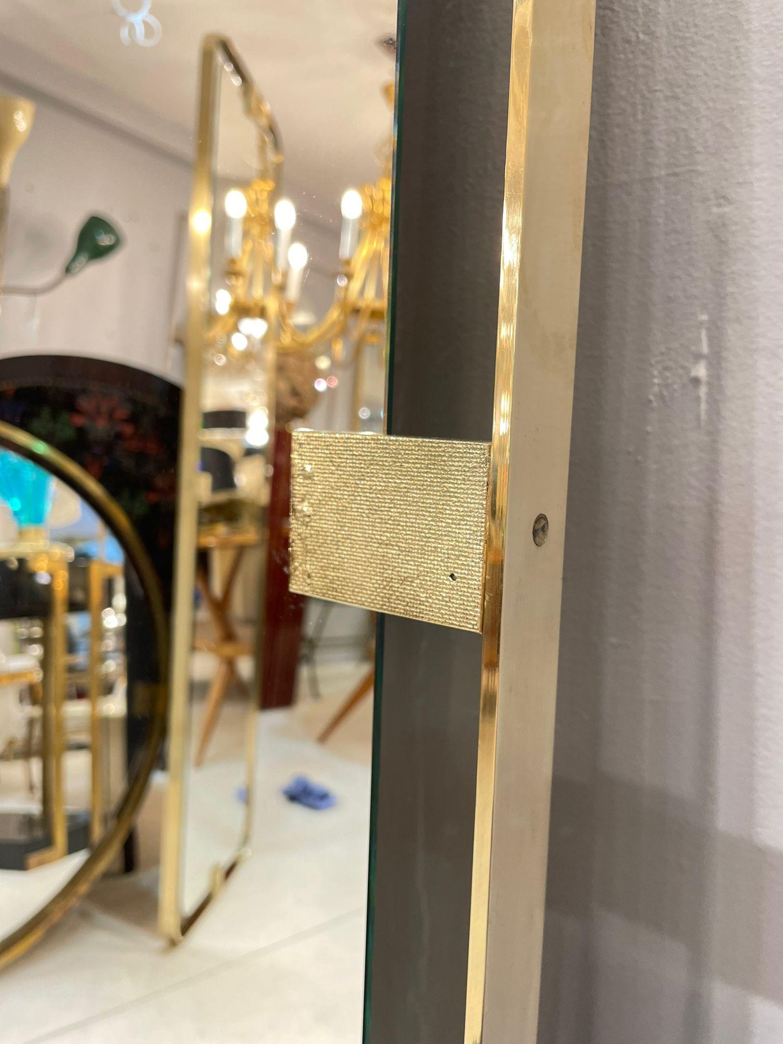 Italian Rectangular Mirror with Brass Frame For Sale 3