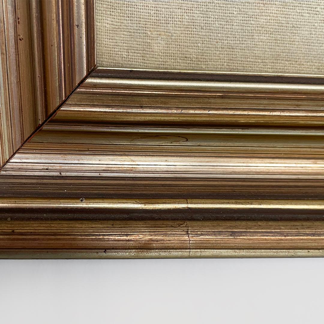 Italian rectangular oil painting with wooden frame of a landscape, 1970s im Angebot 11