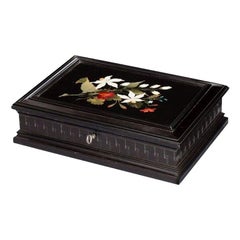 Italian Rectangular Pietra Dura and Ebony Box