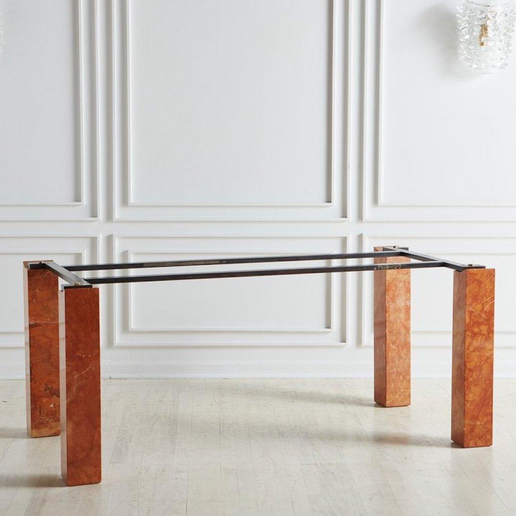 Italian Rectangular Red Verona Marble Dining Table, 20th Century In Good Condition In Chicago, IL