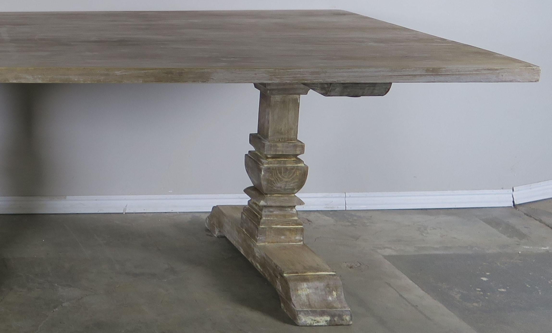 Baroque Italian Rectangular Shaped 3-Pedestal Dining Table