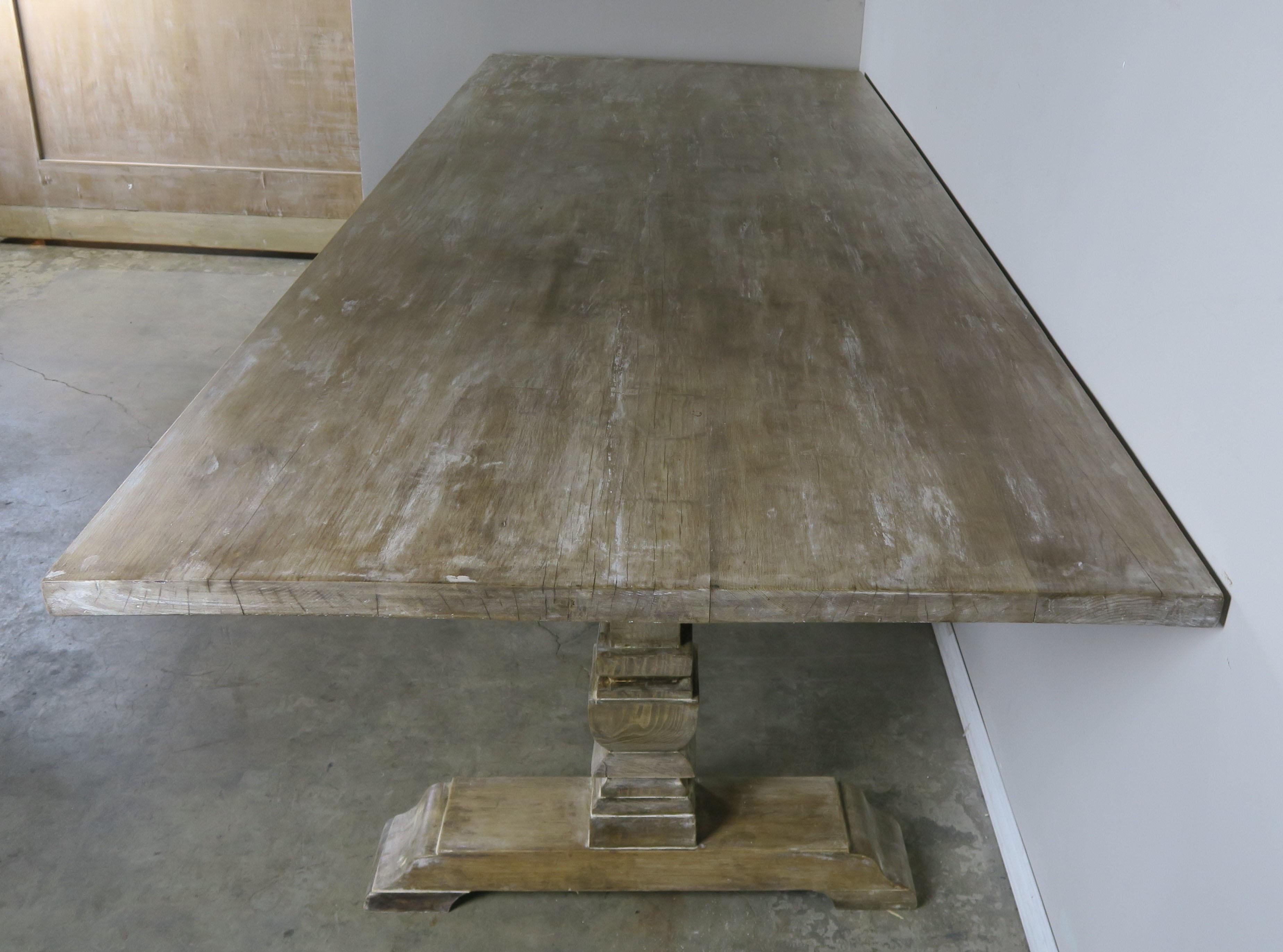 Walnut Italian Rectangular Shaped 3-Pedestal Dining Table