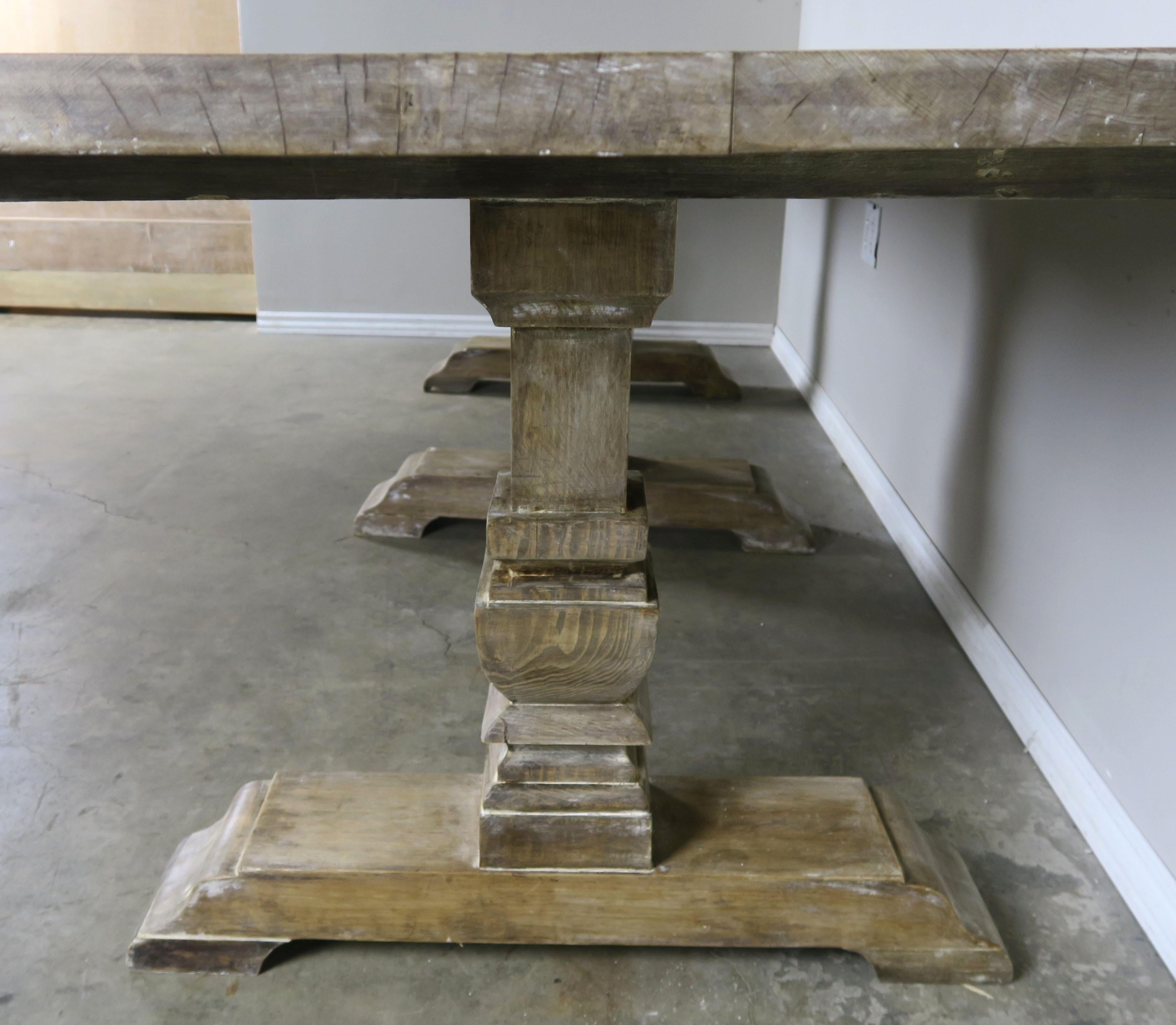 Italian Rectangular Shaped 3-Pedestal Dining Table 1