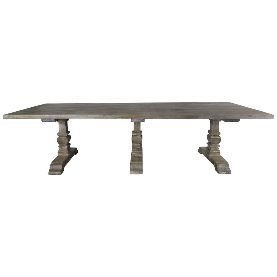 Italian Rectangular Shaped 3-Pedestal Dining Table at 1stDibs