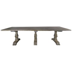 Antique Italian Rectangular Shaped 3-Pedestal Dining Table