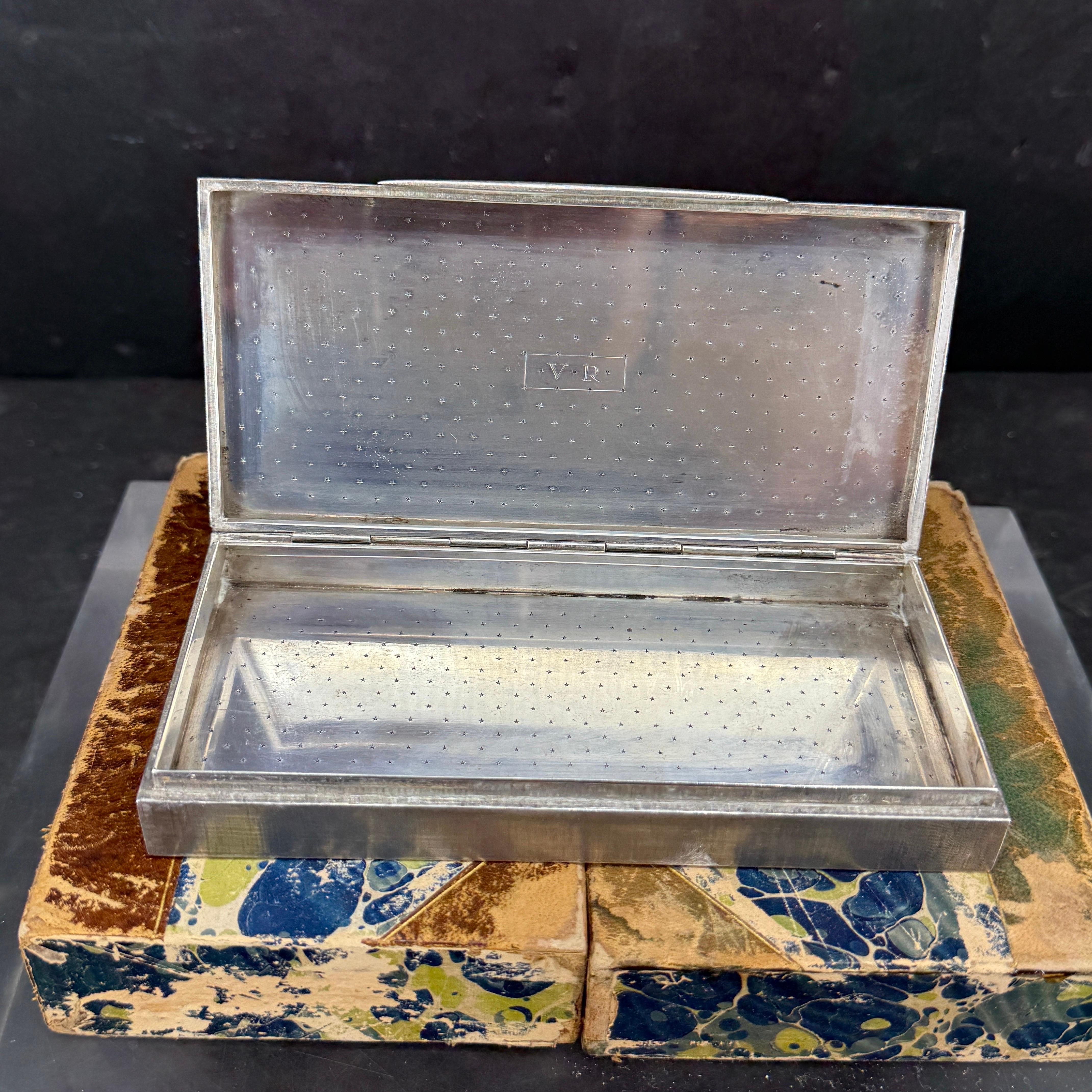Italian Rectangular Sterling Silver Jewelry Cigarette Box For Sale 4