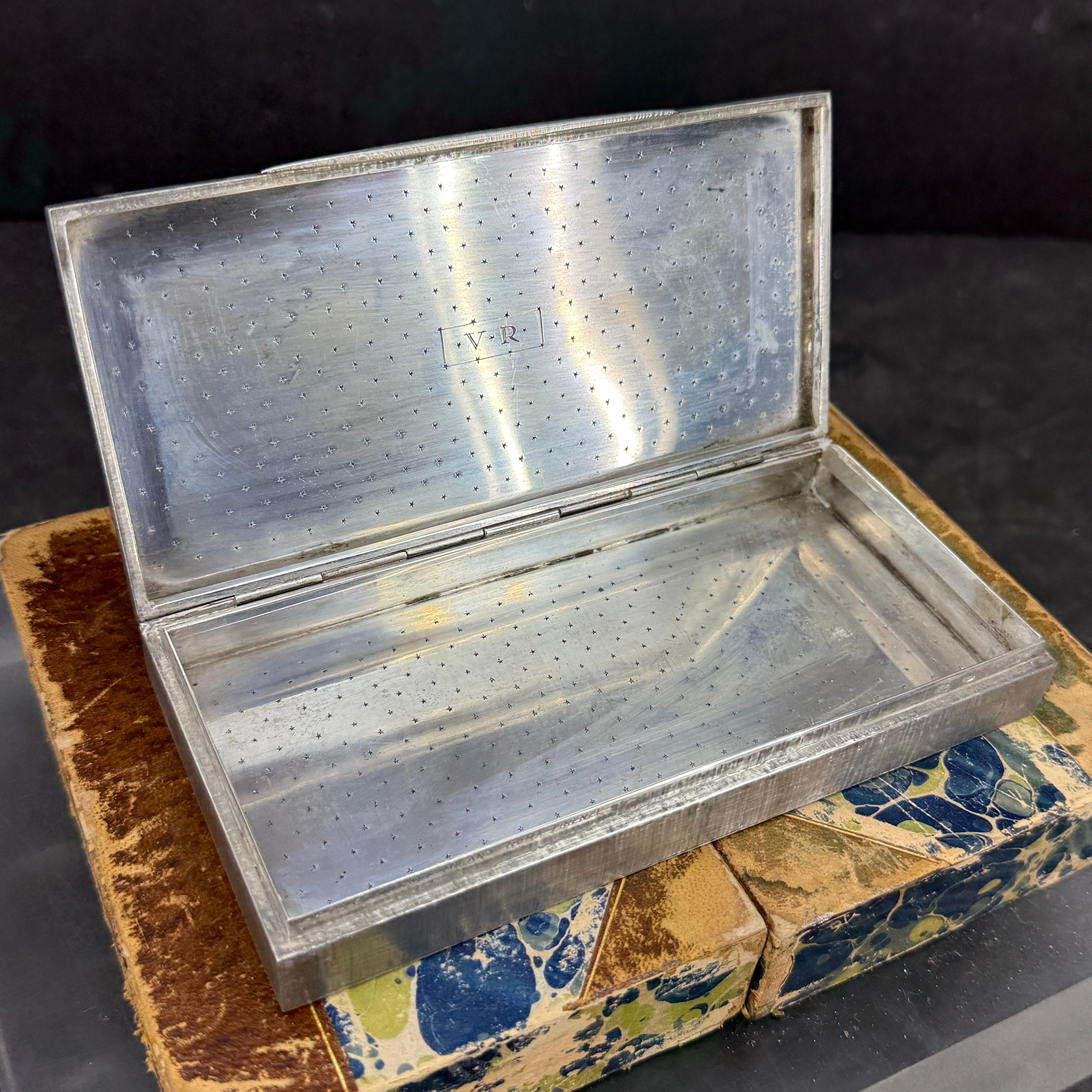 Italian Rectangular Sterling Silver Jewelry Cigarette Box For Sale 6