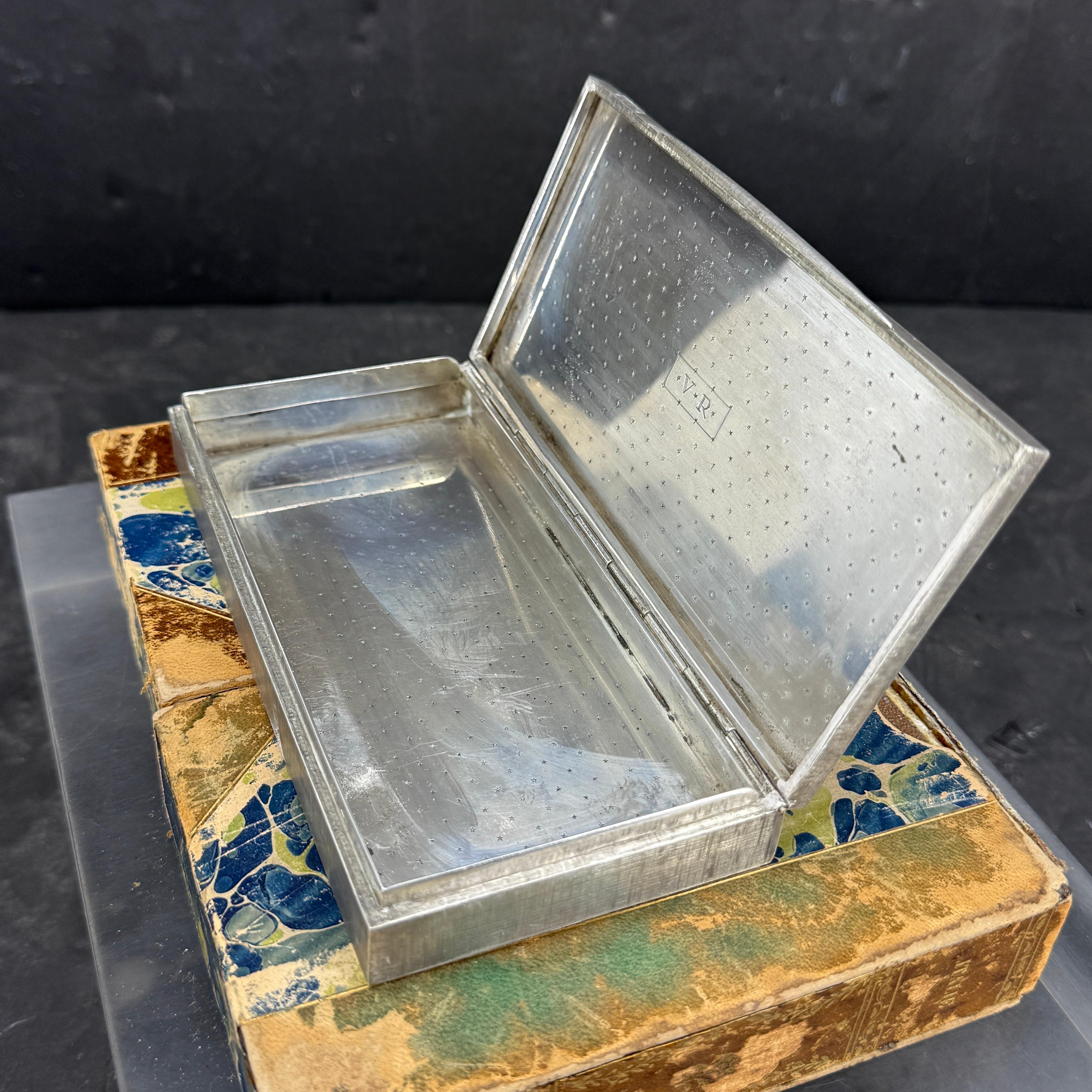 Italian Rectangular Sterling Silver Jewelry Cigarette Box For Sale 8