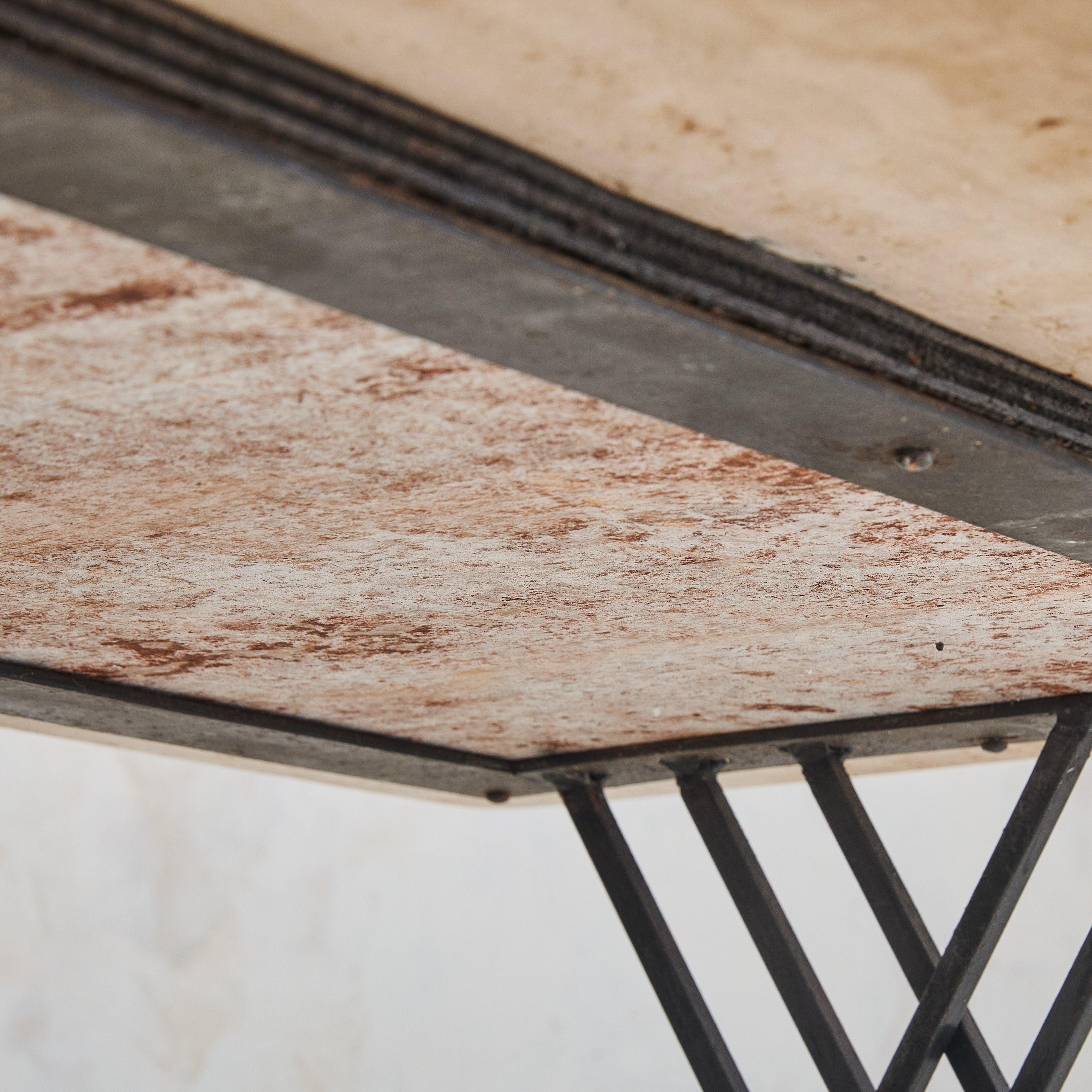 Italian Rectangular Travertine Coffee Table with Iron Base, 1970s 5