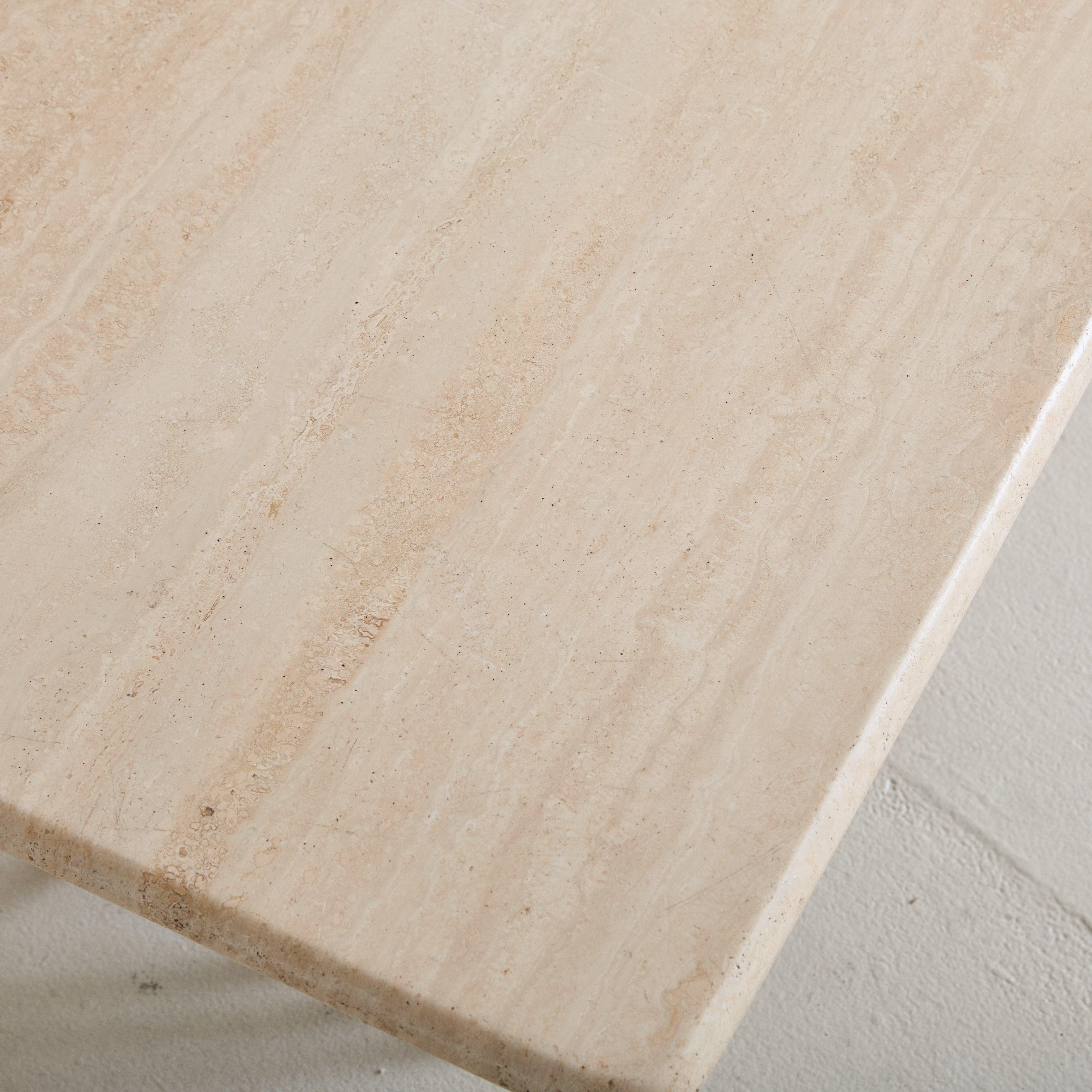 Late 20th Century Italian Rectangular Travertine Coffee Table with Iron Base, 1970s