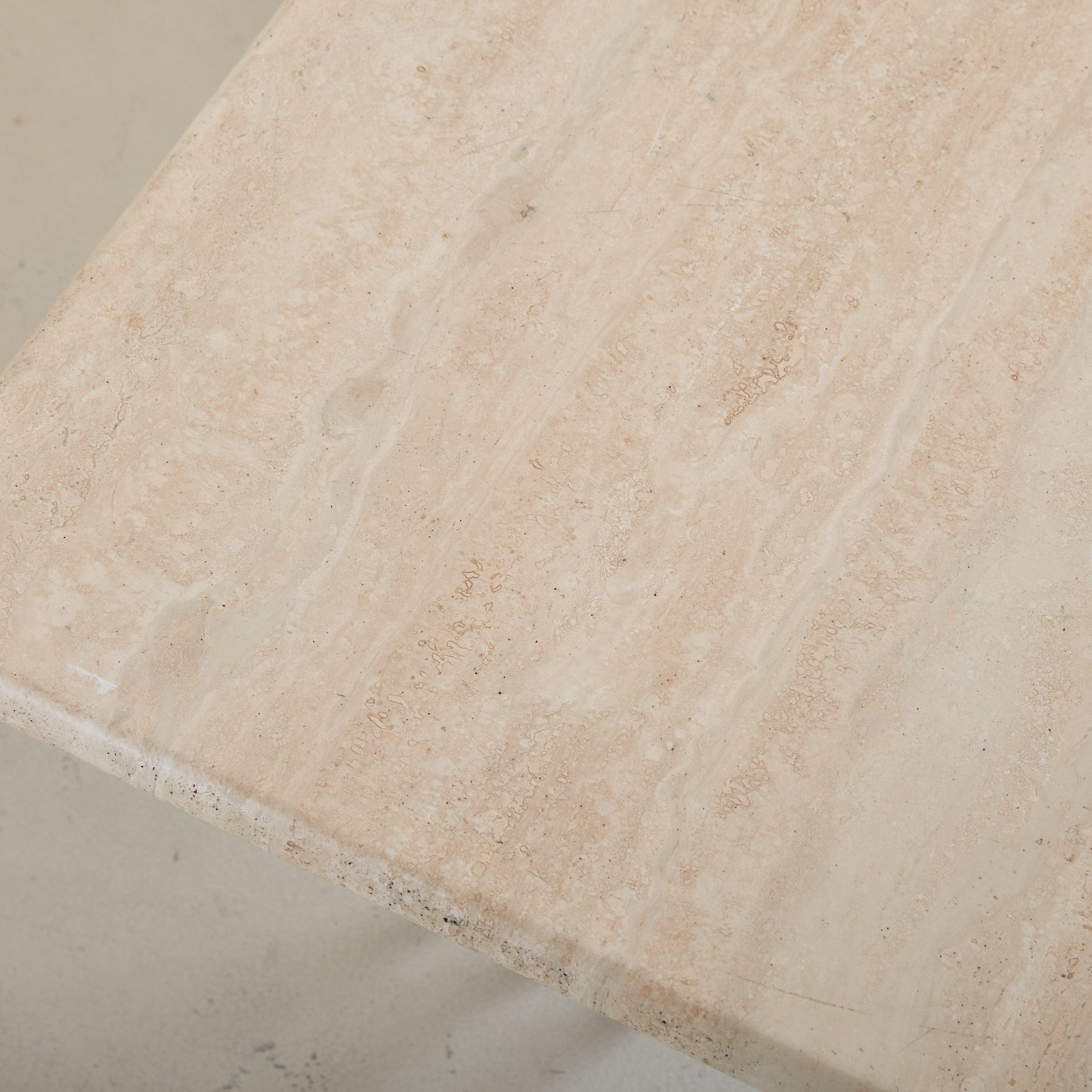 Italian Rectangular Travertine Coffee Table with Iron Base, 1970s 4