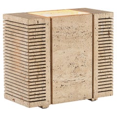 Italian Rectangular Travertine Table Lamp