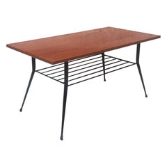 Italian Rectangular Wood and Metal Coffee Table, 1950s