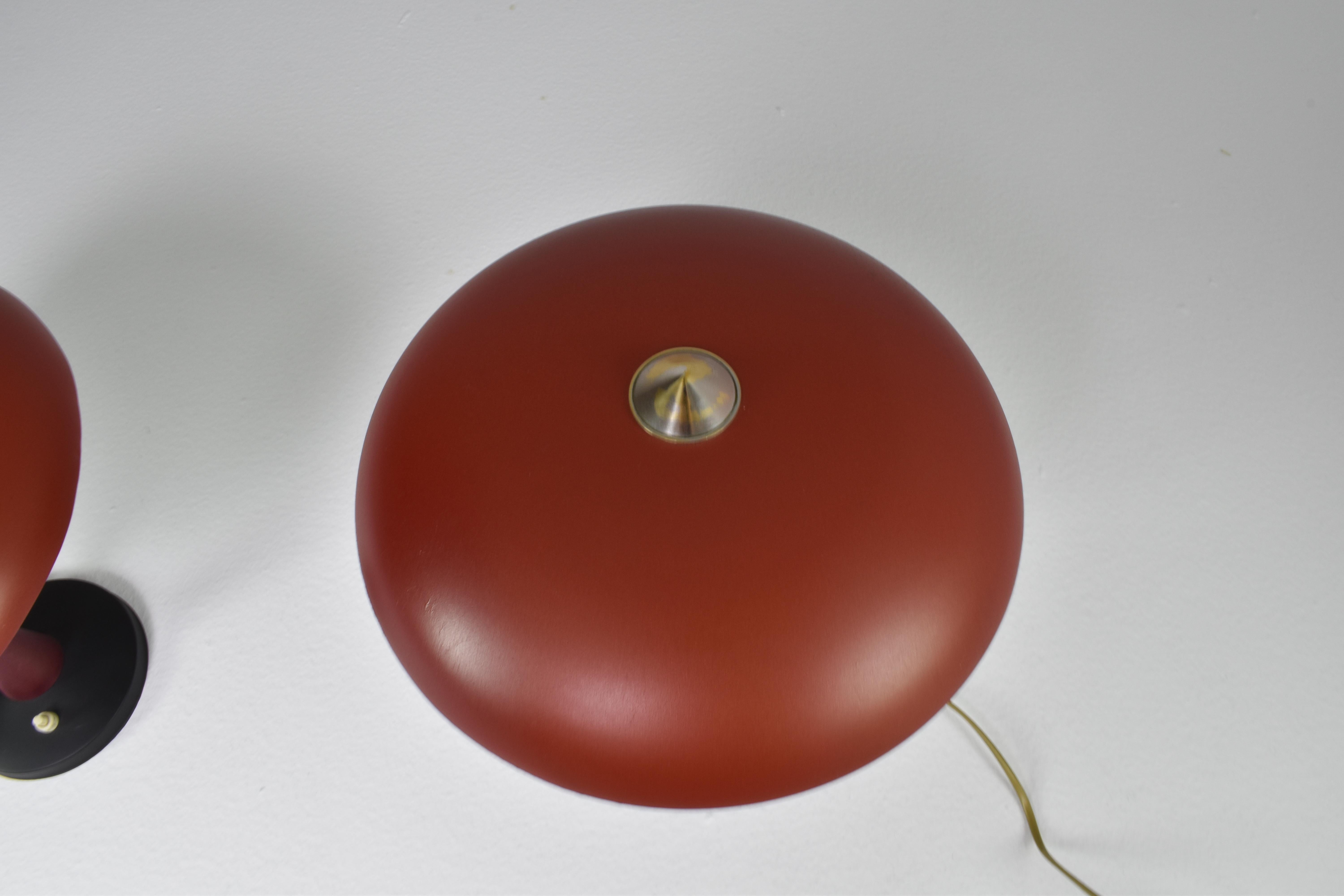 Italian Red Aluminum Table Lamps, Set of Two, 1960s 3
