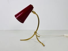 Italian Red and Brass Table Lamp in the Style of Stilnovo, 1960s, Italy