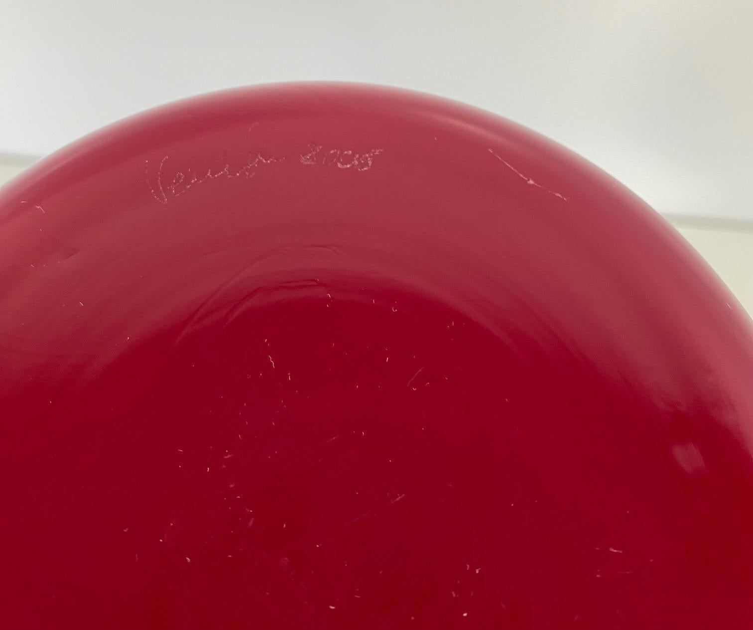 Vetro di Murano Vaso in vetro di Murano rosso e bianco di Venini in vendita
