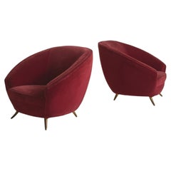 Italian Red Armchair by Guglielmo Veronesi for ISA Bergamo, 1950s - 2 Available
