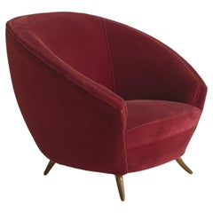 Italian Red Armchair by Guglielmo Veronesi for ISA Bergamo, 1950s - 2 Available