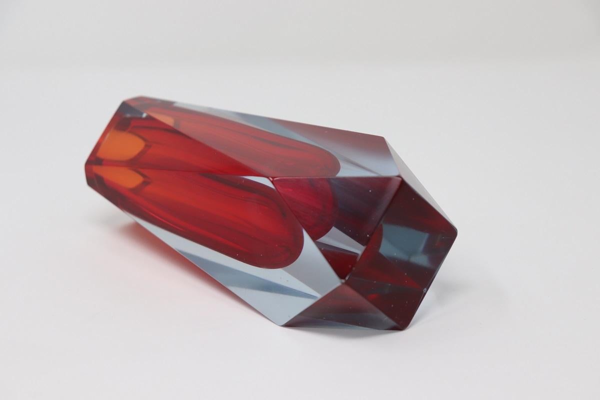 Vase italien en verre d'art rouge, Flavio Poli pour A. Mandruzzato, années 1960 en vente 1