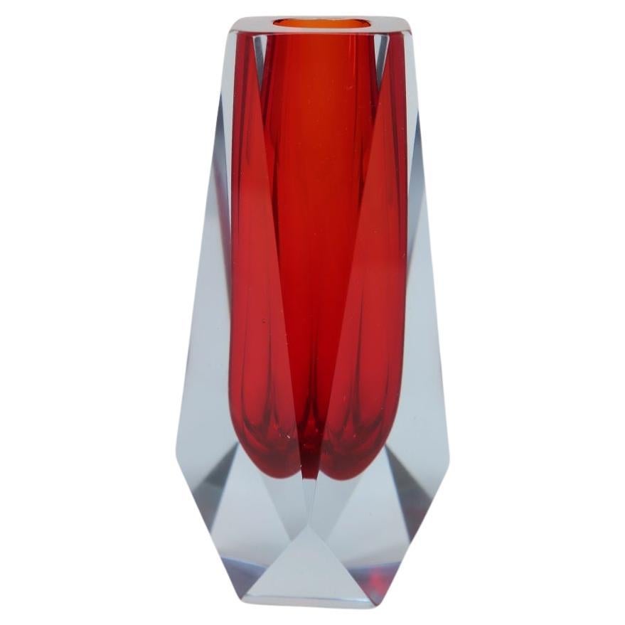 Italian Red Art Glass Vase, Flavio Poli for A. Mandruzzato, 1960s