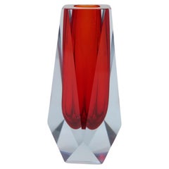 Italian Red Art Glass Vase, Flavio Poli for A. Mandruzzato, 1960s