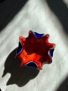 Italian Red & Blue Murano Glass Bowls, Italy, 1950s