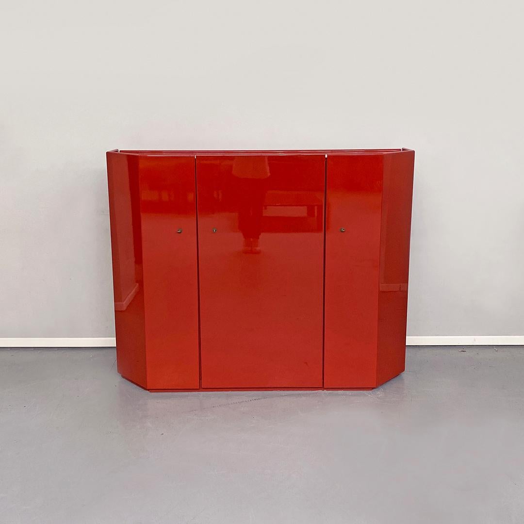 Mid-Century Modern Italian Red Cabinet Mod. Bramante by Kazuhide Takahama for Gavina, 1975