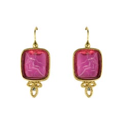 Italian Red Cameo Vermeil Drop Earrings