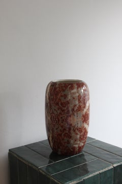 Italian Red Ceramic Vase with Marble Decoration CARRARESI V. V. CALENZANO FIRENZ
