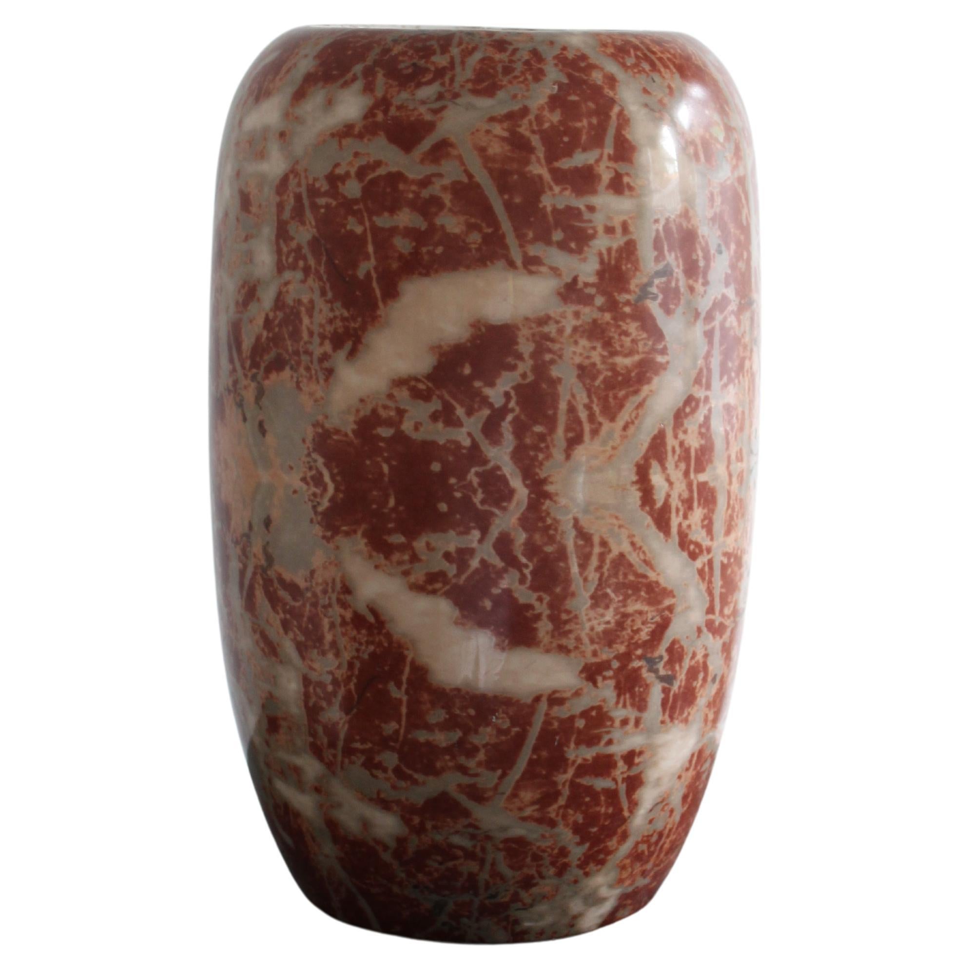 Jarrón italiano de cerámica roja con decoración de mármol CARRARESI V. V. CALENZANO FIRENZ