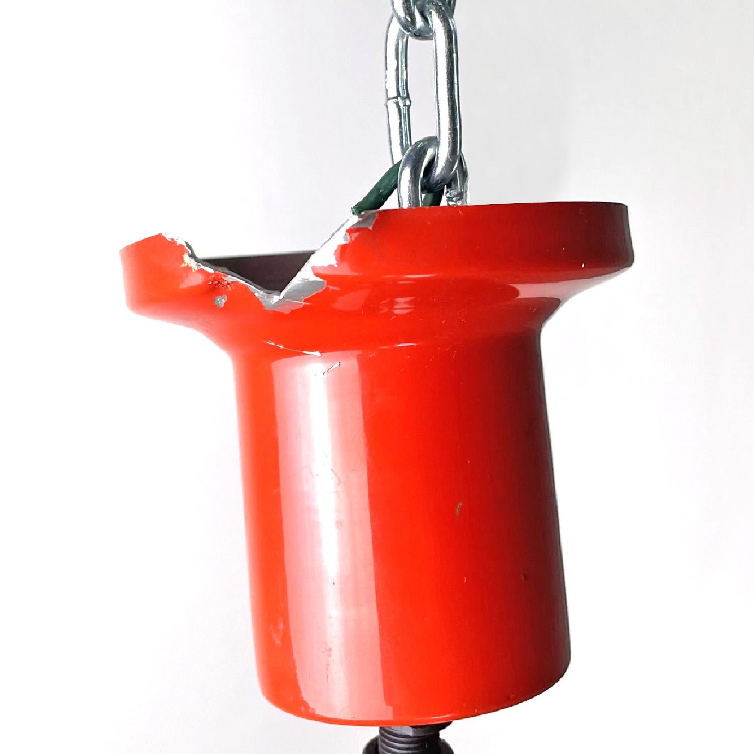 Italian red chandelier Lampara by Roberto Menghi for Fontana Arte, 1960s For Sale 6