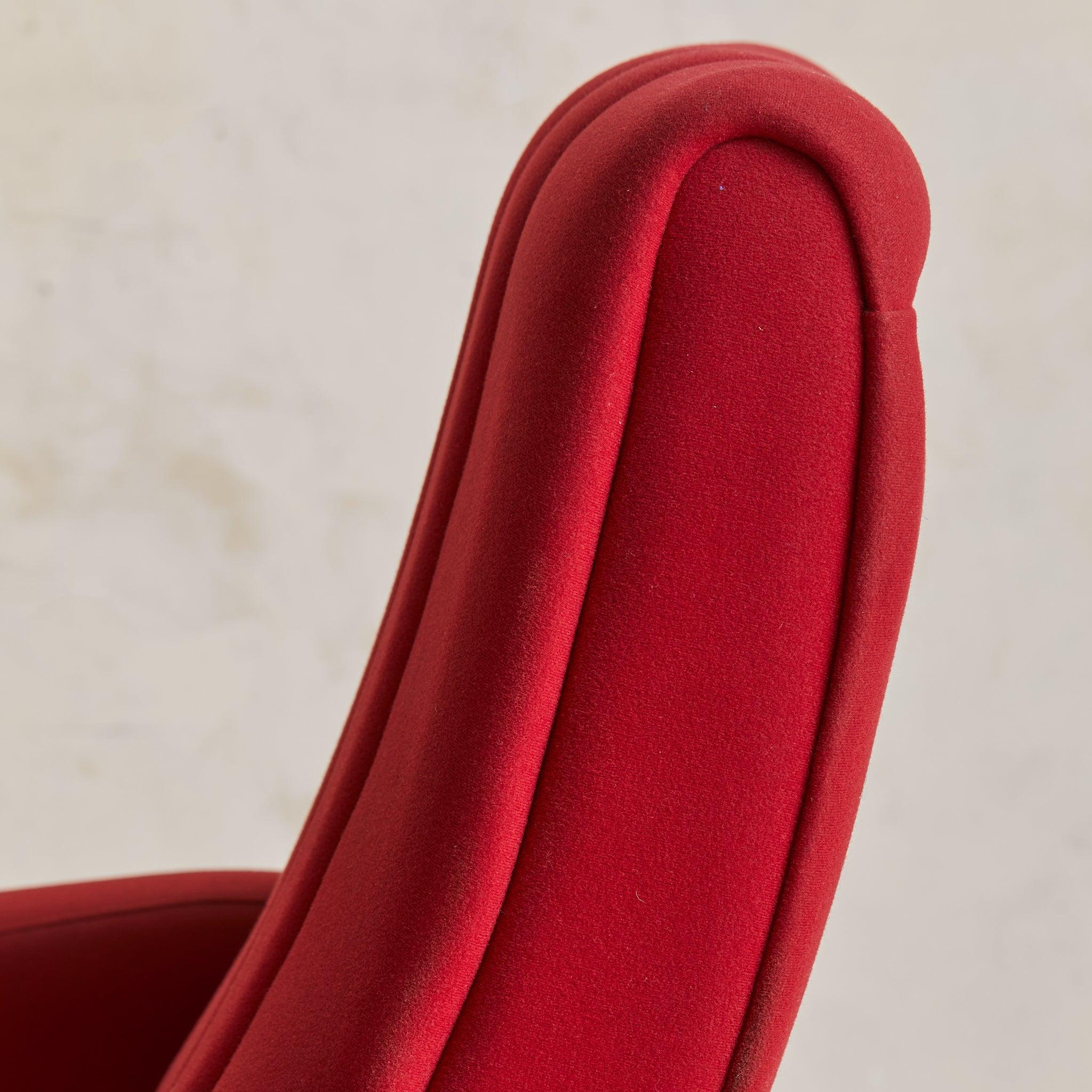 Italian Red Channeled Armchair with Brass Legs, 1950s - 4 Available en vente 2