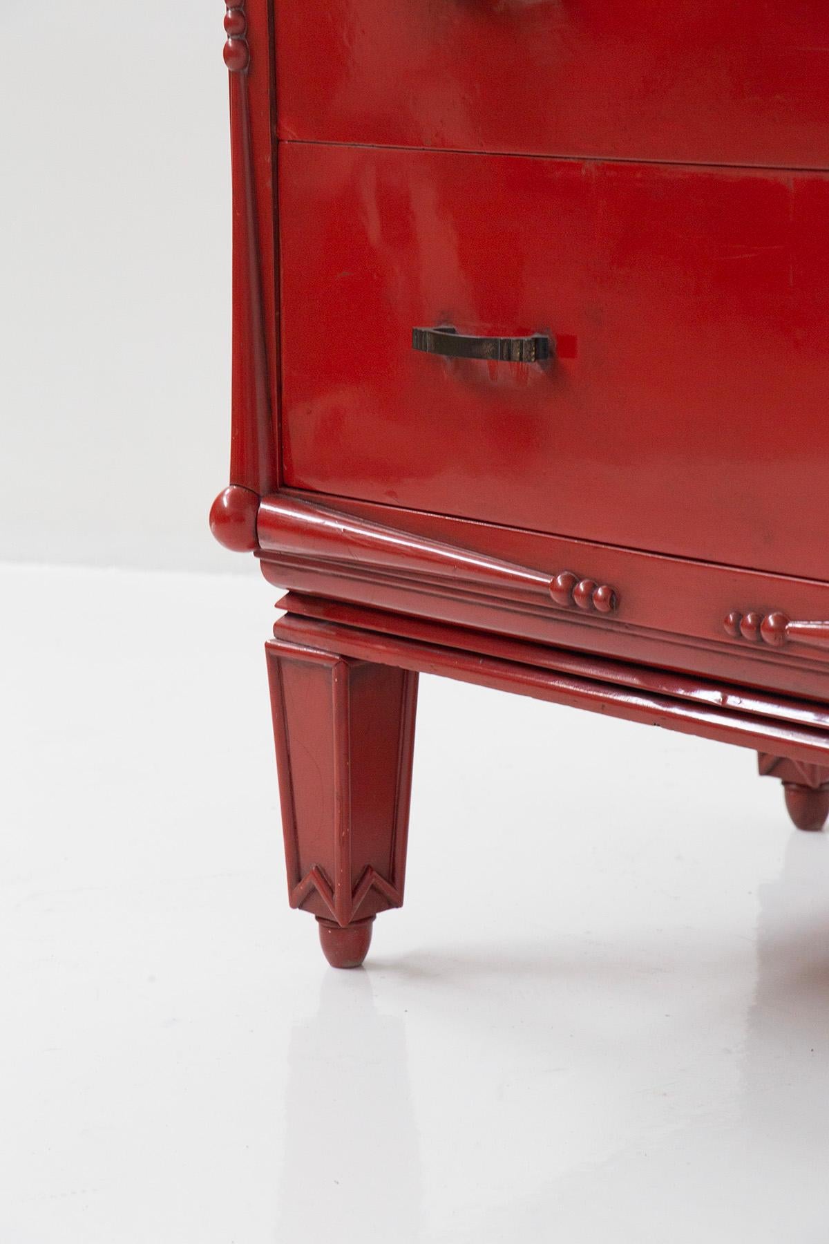 Italian Red Chest of Drawers Attributed. a Piero Portalupi For Sale 2