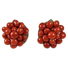 Antique Italian Red Coral Clips