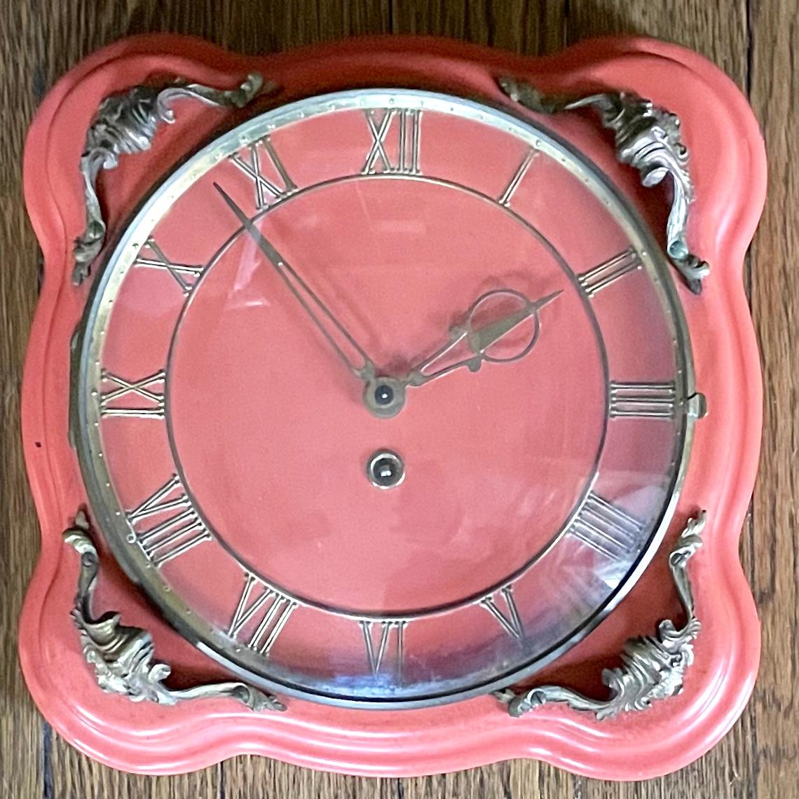 Mid-Century Modern Italian Red Coral Clock  For Sale