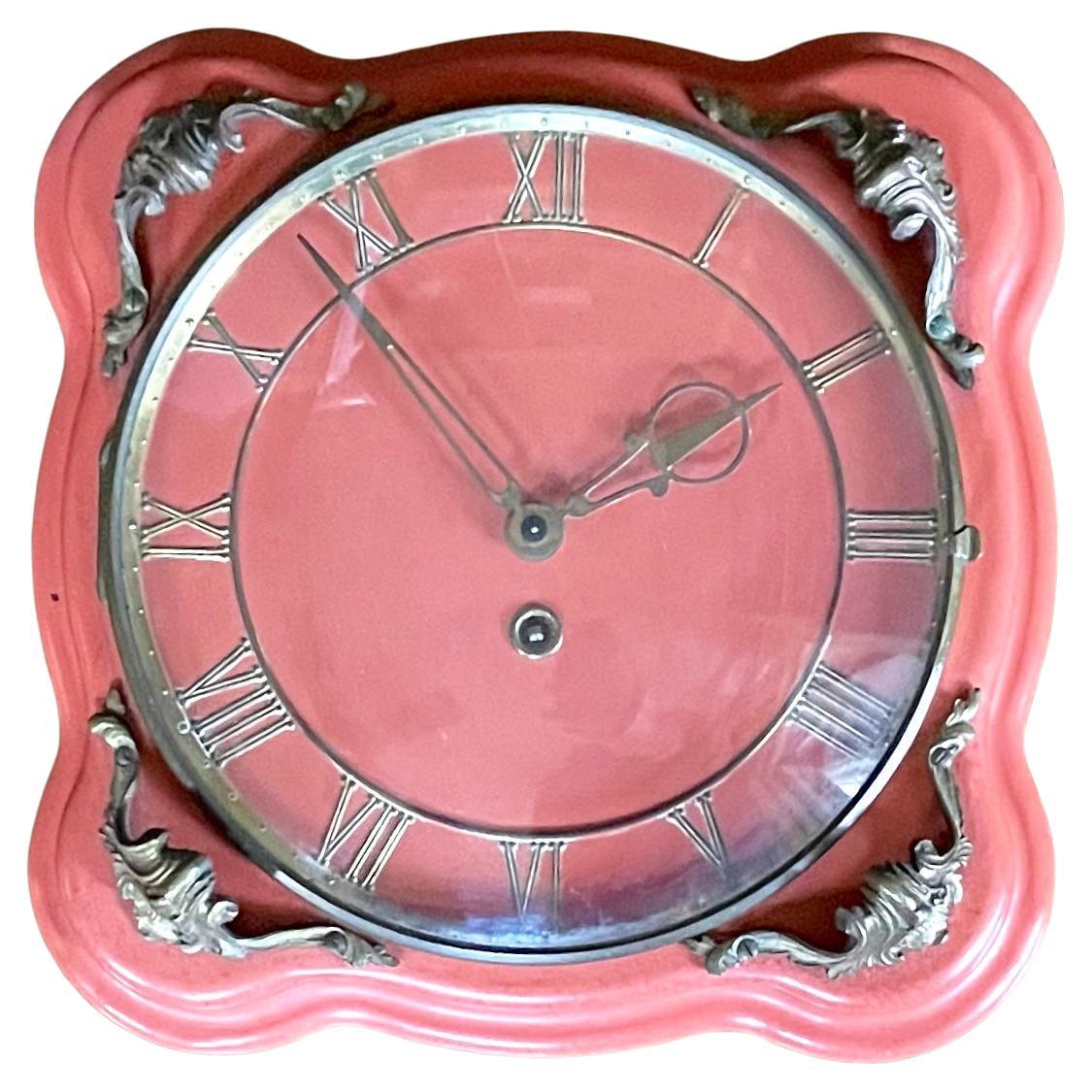 Italian Red Coral Clock  For Sale