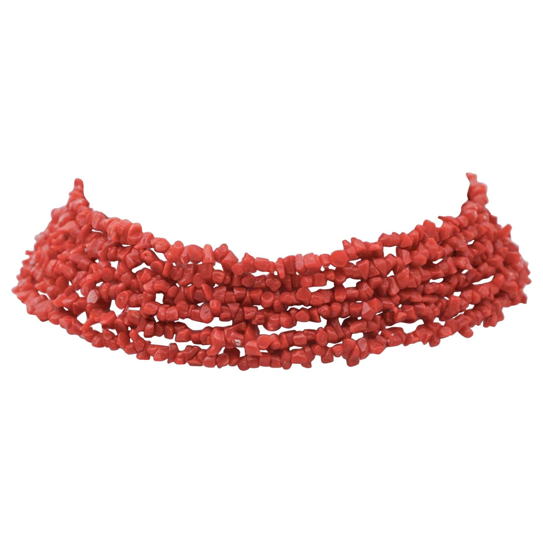 Italian Red Coral, Retrò Choker Necklace For Sale