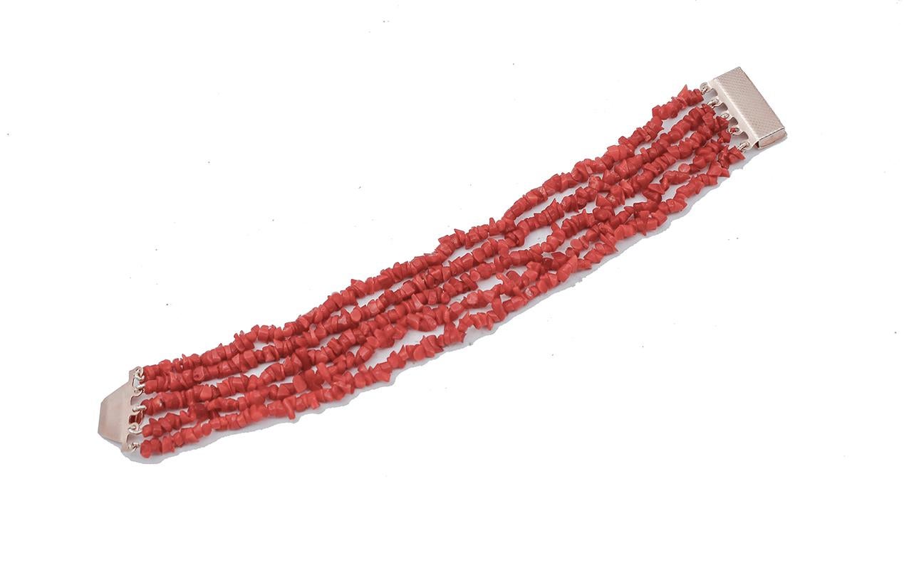 Retro Italian Red Coral Rows, Retrò/Vintage Bracelet For Sale