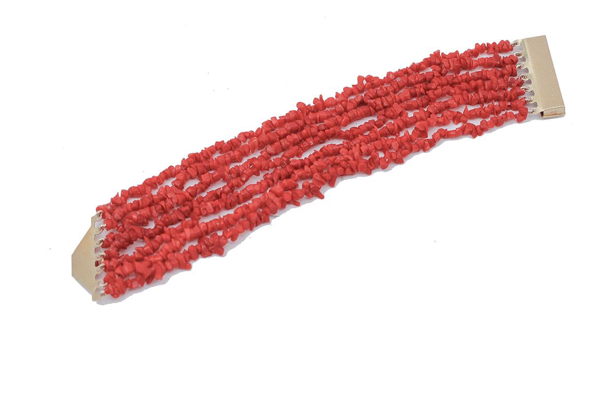 Retro Italian Red Coral Rows, Retrò/Vintage Bracelet