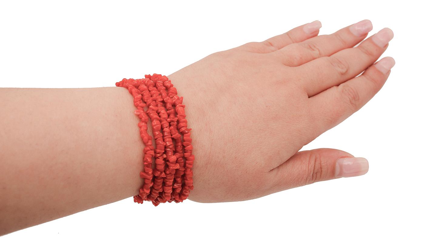 Italian Red Coral Rows, Retrò/Vintage Bracelet In Good Condition In Marcianise, Marcianise (CE)