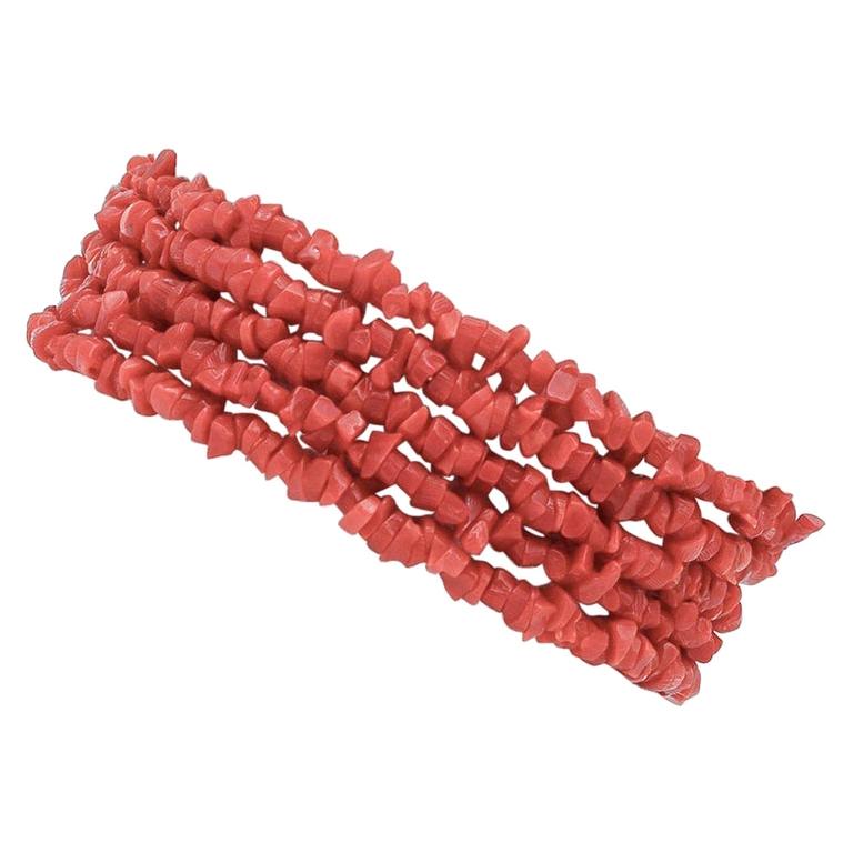 Italian Red Coral Rows, Retrò/Vintage Bracelet