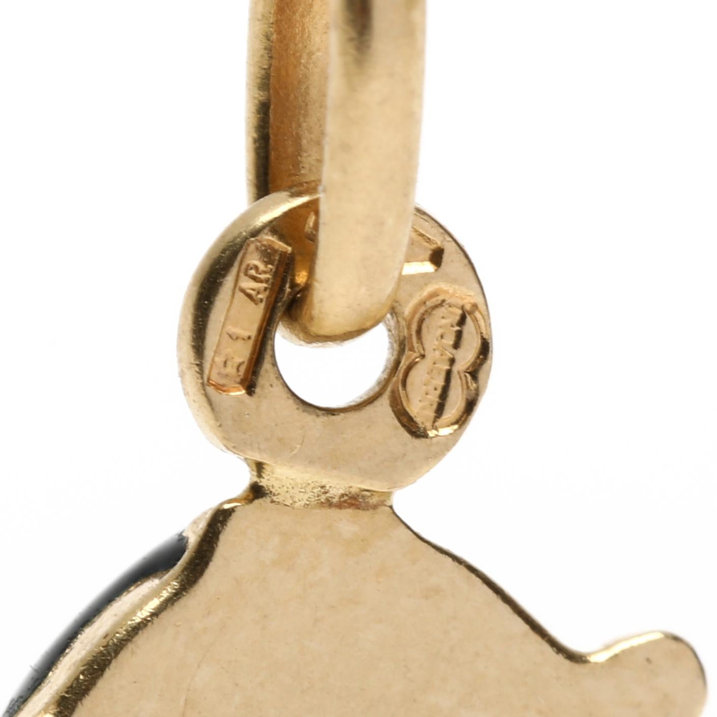 Italienischer roter Emaille-Damenkäfer-Anhänger, 18 Karat Gelbgold, Kleingold für Damen oder Herren