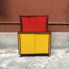 Italian Red Formica Wall Unit and Yellow Formica Sideboard, 1960s