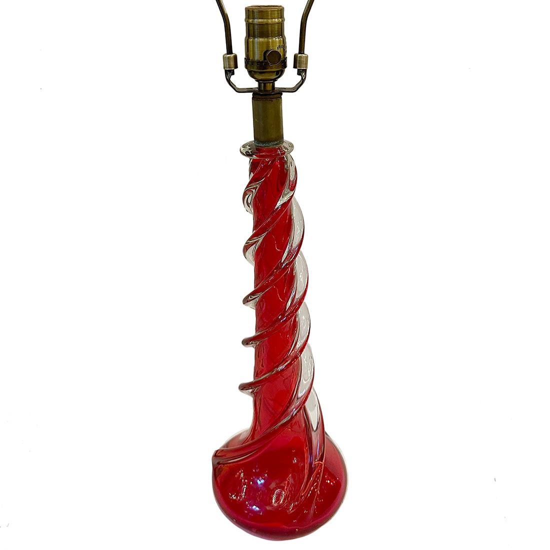 A circa 1960's Italian blown glass table lamp.

Measurements:
Height of body: 15.5