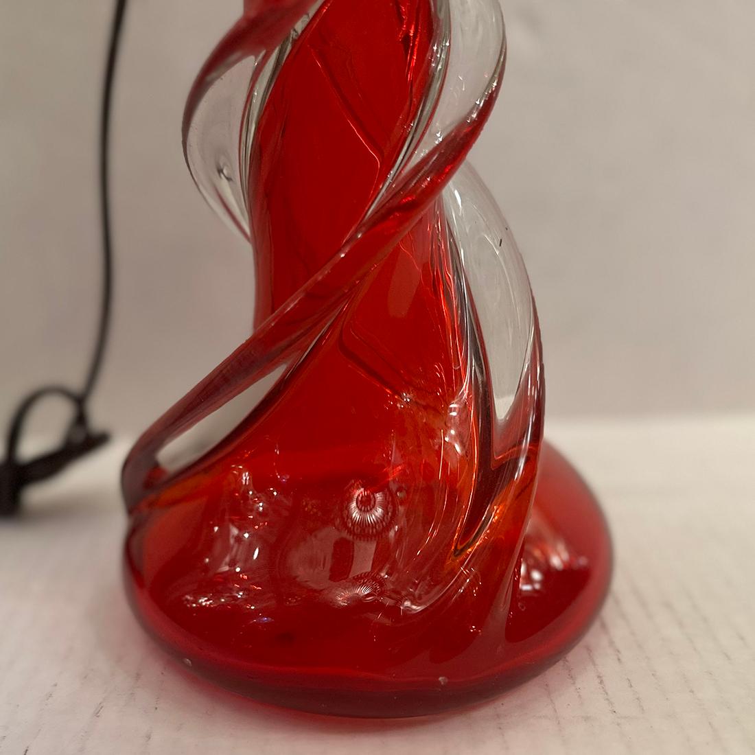 Mid-20th Century Italian Red Glass Lamp For Sale