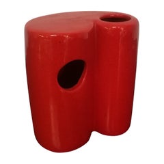 Italian Red Glazed Ceramic Vase, 1970s