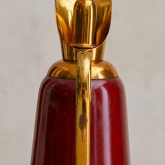Set à cocktail italien en parchemin de peau de chèvre rouge par Aldo Tura pour Macabo, années 1960