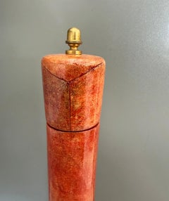 Italian Red Goatskin Parchment Pepper Mill by Aldo Tura