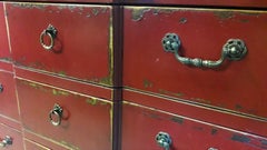 Italian Red Lacquer Commode Chest of Drawers