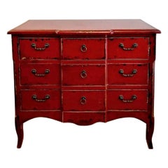 Retro Italian Red Lacquer Commode Chest of Drawers